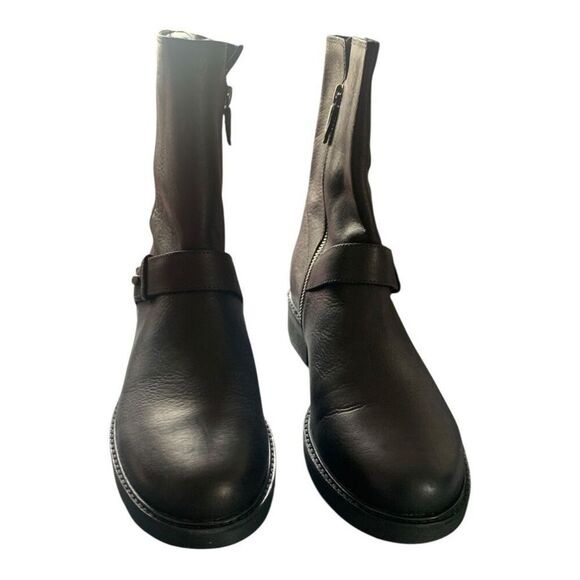 Eileen Fisher Black Nell Moto Boot Italian Leather Women’s  Size 11, New in Box - Picture 2 of 6